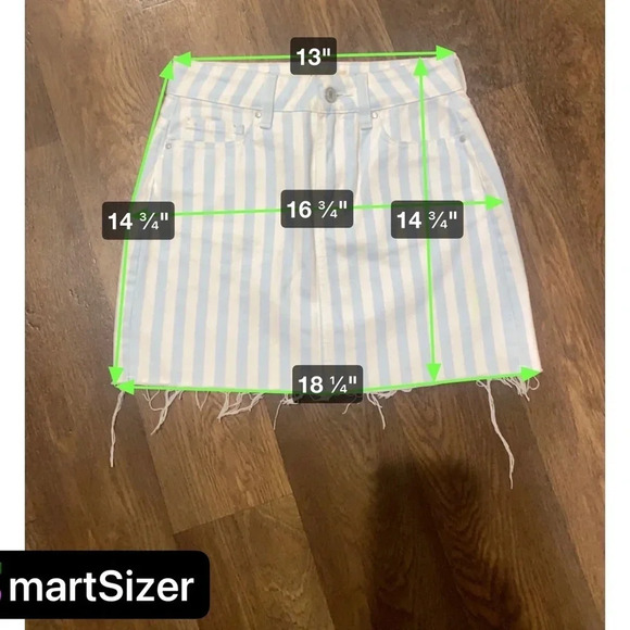 PacSun Blue White Striped denim skirt rough hem Size 23 - Picture 6 of 8